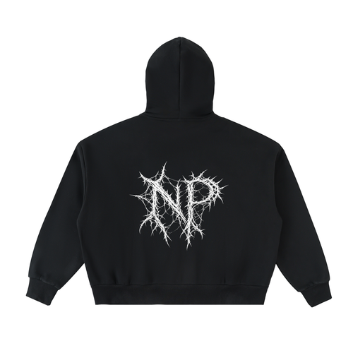 Fleeced Full-Zip Boxy Thorn Hoodie